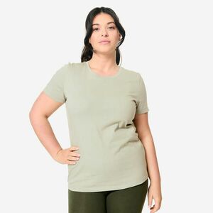 Tricou din bumbac cu guler rotund Verde Damă imagine