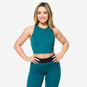 Maiou crop top fitness Verde Damă imagine