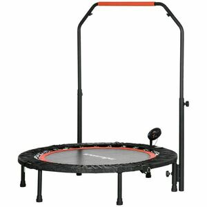HOMCOM Trambulină Elastică Pliabilă cu Mâner Reglabil și Monitor LCD, Ø102x99-123 cm, Negru | Aosom Romania imagine