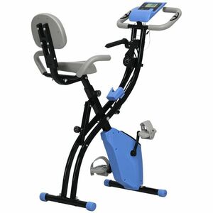 HOMCOM Bicicletă Pliabilă cu 8 Niveluri Rezistență și Corzi Elastice pentru Brațe, Albastru | Aosom Romania imagine