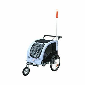 PawHut Cărucior tip Remorcă pentru Câini pentru Bicicletă, Alb și Negru | Aosom Romania imagine