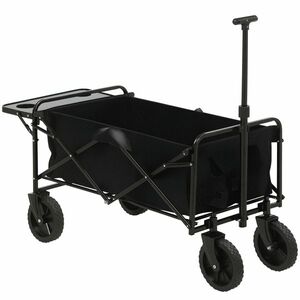 Outsunny Cărucior de Grădină Pliabil 4 Roți material textil detasabil mânecă telescopică Inclinație reglabilă Tavă Rabatabilă negru | Aosom Romania imagine