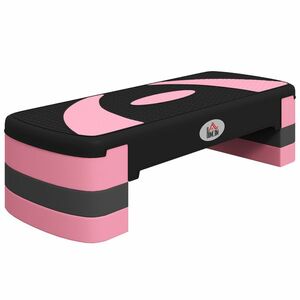 HOMCOM Stepper fitness aerob cu înălțime reglabilă superficie antiderapantă 80 x 31 x 20 cm negru roz deschis | Aosom Romania imagine