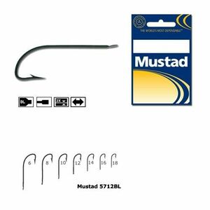 Carlig cristal, Negru, fin, tija lunga 10 buc/ plic (M.5712BL) - Mustad (Marime Carlige: Nr. 14) imagine
