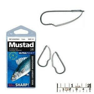 Carlig negru nichelat tija lunga cu siguranta MUSTAD (Marime Carlige: Nr. 1/0) imagine