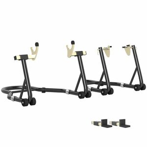 HOMCOM Set de 2 Suporturi Reglabile pentru Motocicletă, Tip Triunghi, din Oțel, Negru | Aosom Romania imagine