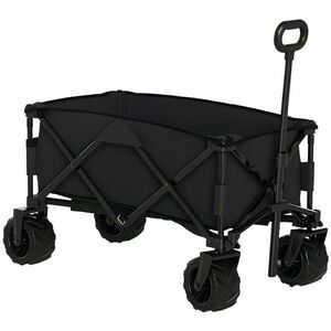 Outsunny Carucior plaja pliabil cu roti fata pivotante 360° si maner telescopic 108x55x55 cm negru | Aosom Romania imagine