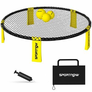 SPORTNOW Set joc mini-volei de exterior cu filet, 3 mingi și pompă, portabil cu sac de transport galben | Aosom Romania imagine