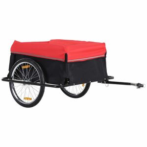 Outsunny Remorcă pentru Biciclete din Oțel cu Capacitate Maximală de 40 kg și Husă Protectoare, 140x88x60 cm, Roșu și Negru | Aosom Romania imagine