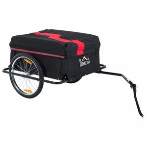 Outsunny Remorcă pentru Biciclete cu Capacitate de 40kg, Reflectoare și Copertină din Țesătură Oxford, 140x88x60 cm, Roșu și Negru | Aosom Romania imagine