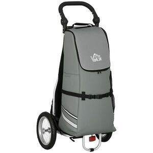HOMCOM 3 în 1 Carucior de Cumpărături Carucior de Cumpărături Remorcă pentru Bicicletă, 53 x 43 x 110 cm, Gri+Argintiu | Aosom Romania imagine