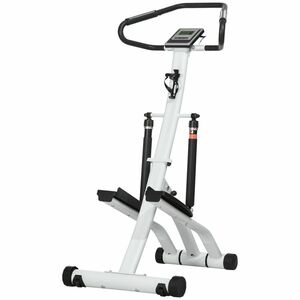 SPORTNOW Stepper cu ghidon 12 nivele de rezistență reglabile, ecran LCD, 2 roți și pedale antiderapante, alb și negru | Aosom Romania imagine