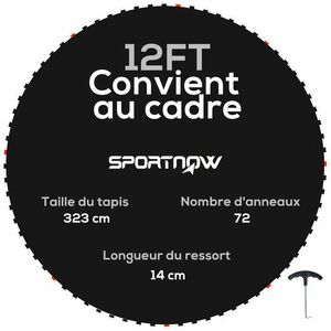 SPORTNOW Tapițerie de schimb pentru trambulină, tapițerie de săritură de înlocuire, compatibilă cu trambulina Ø 3, 7 m și arcuri de 14 cm | Aosom Romania imagine