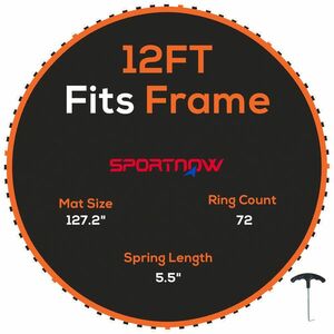 SPORTNOW Tapis de rechange pentru trampoline tapis de saut de remplacement, compatibil trampoline Ø 3, 7 m și arcuri de 14 cm | Aosom Romania imagine