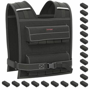 SPORTNOW Vestă grea 20 kg reglabilă vestă de greutate reglabilă pentru bărbați și femei bandă reflectorizantă 50 x 40 cm negru | Aosom Romania imagine