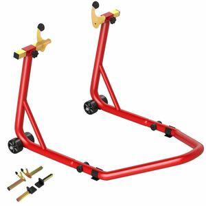 HOMCOM Stand pentru motociclete cu capacitate de 544 kg, cu furci reglabile și roți, Roșu | Aosom Romania imagine