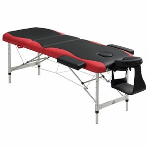 HOMCOM Masă de Masaj Pliabilă și Portabilă 210x81x62-85 cm Masă Ajustabilă în Înălțime cu Suport de Cap și Suport de Brațe pentru Tatuaj Fizioterapie Negru și Roșu | Aosom Romania imagine