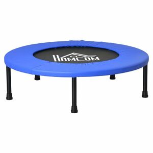 HOMCOM Trambulină Fitness Ø81 cm, Trambulină din Oțel cu Protecție de Margine și 28 de Arcuri pentru Exerciții în Interior și Exterior, Suportă 100 kg, 81x81x22, 5 cm, Negru și Albastru | Aosom Romania imagine