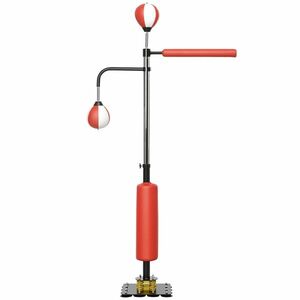 SPORTNOW Suport pentru sac de box, două mingi de viteză, tijă de box rotativă, pernă de lovituri, reglabil pe înălțime, Oțel, 107 x 36 x 140-205 cm | Aosom Romania imagine