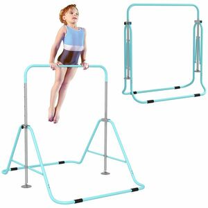 HOMCOM Bară fixă de gimnastică pentru copii pliantă înălțime reglabilă de la 88 la 128 cm verde | Aosom Romania imagine