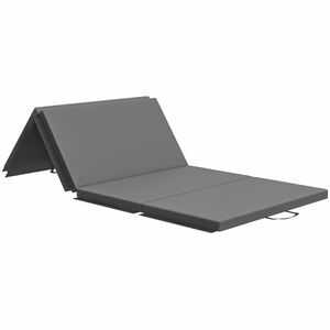 HOMCOM Saltea de gimnastică yoga pilates fitness pliabilă în 4 cu mânere acoperire sintetică 180 x 80 x 5 cm gri | Aosom Romania imagine