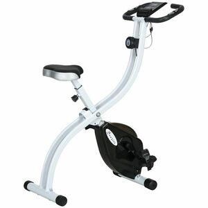 SPORTNOW Bicicletă de apartament pliabilă, bicicletă de fitness, 8 nivele de rezistență magnetică, șa reglabilă, ecran LCD, oțel alb | Aosom Romania imagine