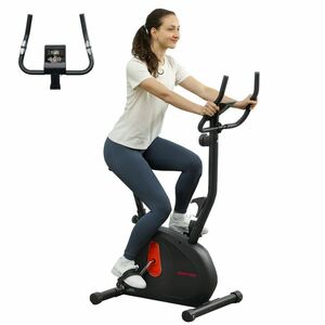SPORTNOW Bicicleta Statica cu Rezistenta Magnetica Ajustabila Senzor Ecran LCD si Scaun Reglabil 88x50, 5x131, 5 cm Negru | Aosom Romania imagine