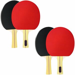 SPORTNOW Set 4 Palete Ping Pong și 8 Mingi cu Husă Roșu și Negru | Aosom Romania imagine