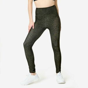 Colanți fitness talie înaltă Imprimeu Leopard Kaki Damă imagine