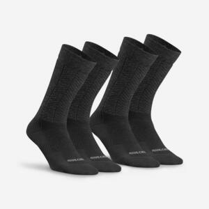 Set 2 perechi Șosete călduroase Mid Drumeție SH500 Negru imagine