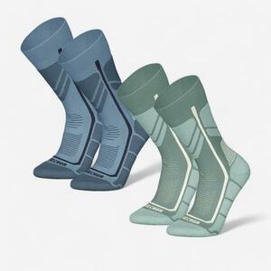 Set 2 perechi Șosete călduroase Drumeție SH500 Albastru și Verde Copii imagine