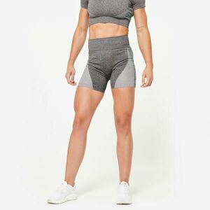 Colanți scurți 900 Fitness cu talie înaltă fără cusături negru Damă imagine