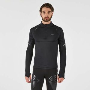 Bluză călduroasă cu fermoar scurt Kiprun run 500 warm negru Bărbați imagine
