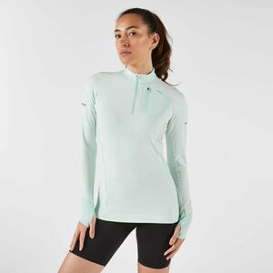 Bluză cu fermoar scurt cu mâneci lungi- KIPRUN Run 500 Warm Verde Damă imagine