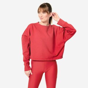 Bluză crop fitness din material confortabil și extensibil roșu intens damă imagine