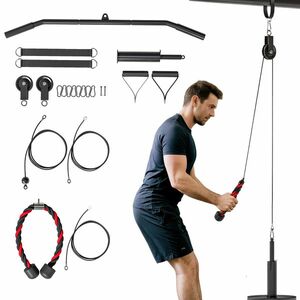 SPORTNOW Sistem de Scripeți pentru Sala de Sport, Scripeți pentru Sala de Acasă, Mașină LAT Pulley pentru Antrenament Bicepși și Tricepși, Atașament pentru Discuri Greutăți Universale și Accesorii | Aosom Romania imagine