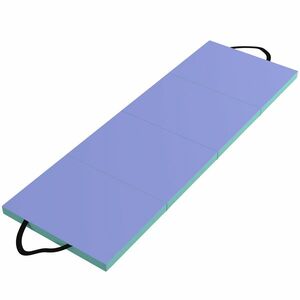 SPORTNOW Covor de Fitness Pliabil și Imbottito cu 2 Mânere, Covor de Sală din Plastic și EPE, 180x60x5 cm, Verde și Violet | Aosom Romania imagine