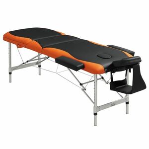 HOMCOM Masă de Masaj Pliabilă și Portabilă 210x81x62-85 cm Masă Reglabilă în Înălțime cu Suport de Cap și Bază pentru Tatuaj Fizioterapie Negru și Portocaliu | Aosom Romania imagine