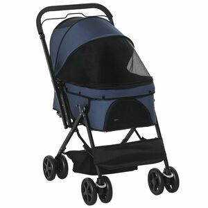 Cărucior pentru câini pliabil PawHut, 1 coș, 2 frâne, incl. les de siguranță, Albastru | Aosom Romania imagine