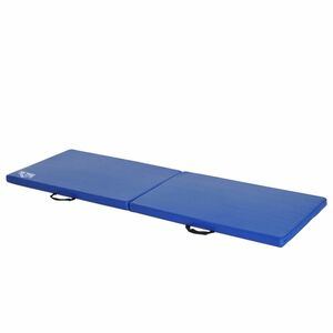 HOMCOM Covor de gimnastică yoga pilates fitness pliabil portabil confortabil 180L x 60l x 5H cm acoperire sintetică bleu | Aosom Romania imagine
