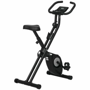HOMCOM Bicicletă Statică Pliabilă cu 8 Nivele de Rezistență Magnetică Ecran LCD și Șea Reglabilă 43x85x109cm Negru | Aosom Romania imagine