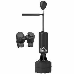 HOMCOM Sac de box pe suport punching ball brunier 3 în 1 cu minge de viteză și braț flexibil rotativ înălțime reglabilă | Aosom Romania imagine