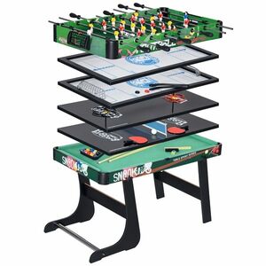 HOMCOM Masă Multijocuri pentru Copii de peste 7 Ani 6 în 1 Pliabilă Biliard Fotbal Ping-Pong 118x104x71 cm Multicolor | Aosom Romania imagine