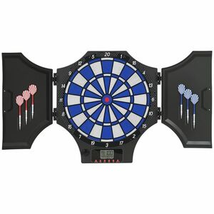 SPORTNOW Cib joc de darts electronic inchis cu 2 usi 31 jocuri pana la 8 jucatori afisaj LCD difuzor negru | Aosom Romania imagine