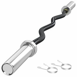 SPORTNOW Bară de Greutăți din Oțel 120 cm Bară Curl EZ cu 2 Capse Încărcare 100 kg pentru Discurile de Ø5 cm Negru și Argintiu | Aosom Romania imagine