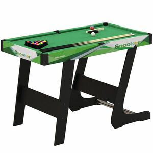 SPORTNOW Masă de biliard pliabilă cu accesorii 2 tacuri, 16 bile, triunghi, cretă, dim. 104L x 55, 5l x 68H cm, tăpțis verde | Aosom Romania imagine