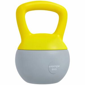 SPORTNOW Kettlebell de 6 kg cu mâner antiderapant pentru fitness musculație cardio, gri și galben | Aosom Romania imagine