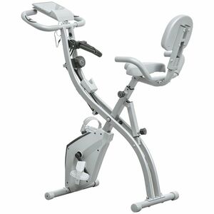 HOMCOM Bicicletă fitness pliabilă 8 niveluri de rezistență magnetică spătar șa reglabilă mânere ergonomice negru argintiu | Aosom Romania imagine