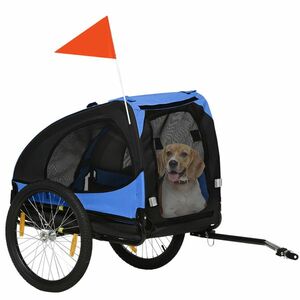 PawHut Remorcă pentru câini, remorcă pliabilă pentru câini, rezistentă la apă, material Oxford, oțel, 140 x 71 x 83 cm, Albastru | Aosom Romania imagine