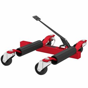 HOMCOM Carucior de manutention de voiture capacitate 680 kg hidraulic latime de anvelopa 30 cm, 63 x 57-72 x 33 cm, rosu | Aosom Romania imagine